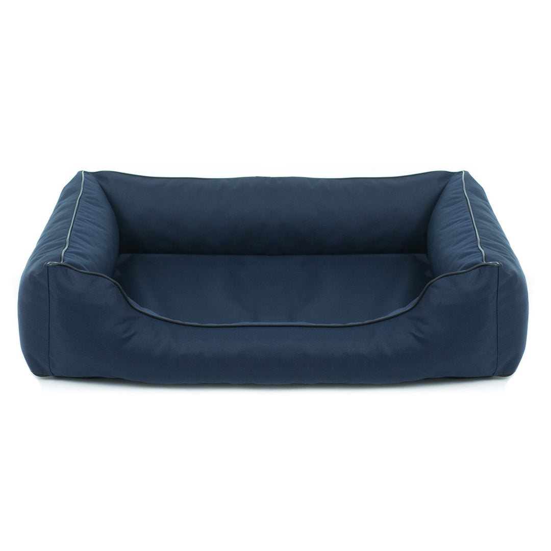 Cuccia ortopedica Valencia per cani in blu navy con finiture nere 100 x 75 cm
