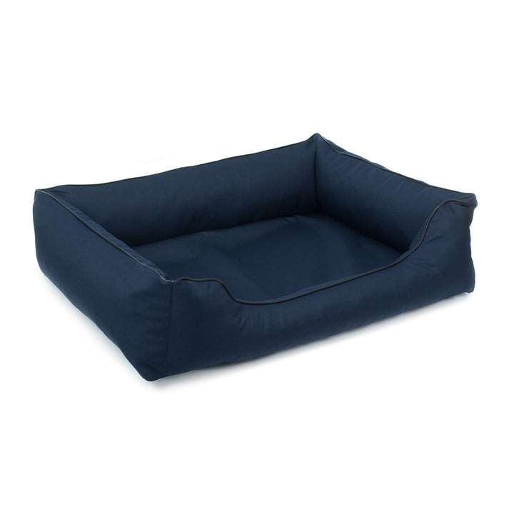 Cuccia ortopedica Valencia per cani in blu navy con finiture nere 100 x 75 cm