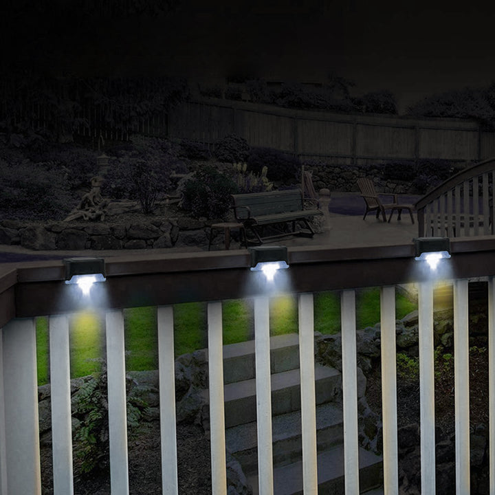 8x Maclean lampada per scale a LED ad energia solare IP44, 4000K, Ni-MH 100 mAh, 80x45x45mm, sensore crepuscolare MCE319