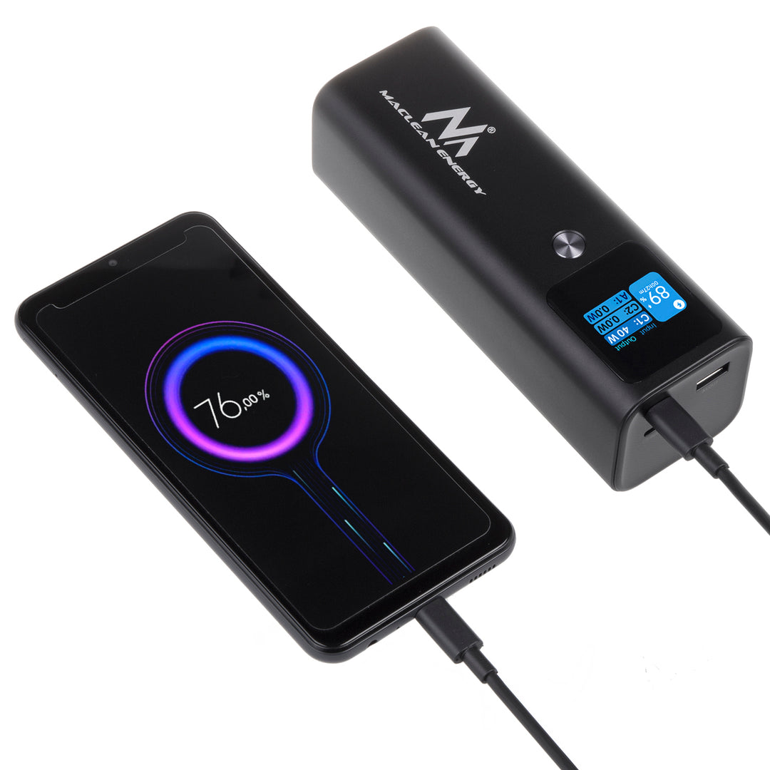 Powerbank 24600mAh con funzione di carica rapida Ingresso e uscita USB C, batteria esterna Power Delivery (PD) 140W, carica rapida/veloce/super carica, 88,56 Wh, 2x USB Type-C, capacità nominale USB: 15000mAh