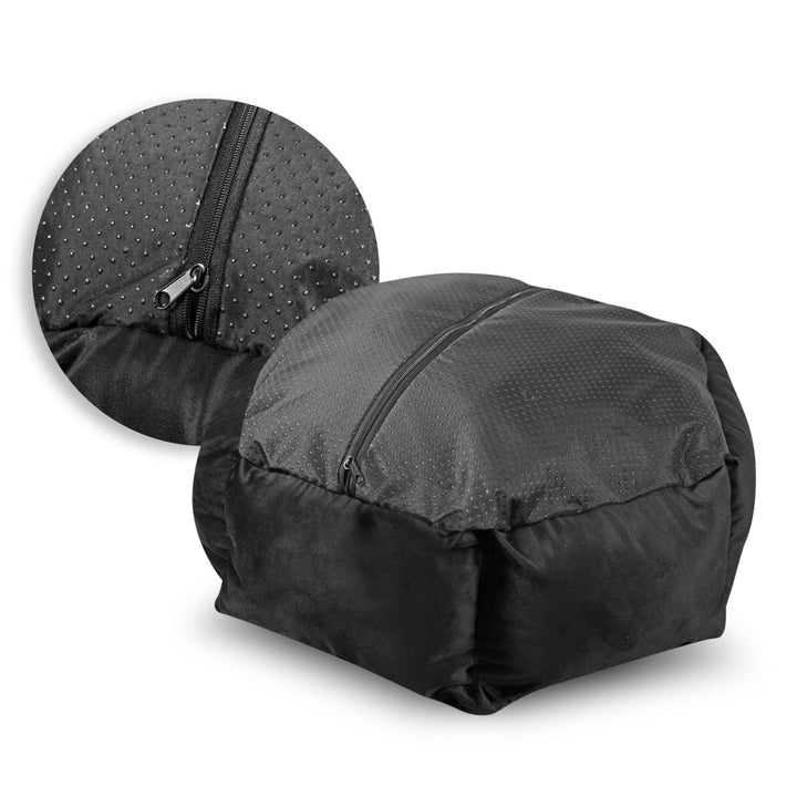 KingDog Prestige Letto per cani in velluto con rivestimento rimovibile e fondo antiscivolo Cuccia esagonale per cani Letto per animali domestici(diametro: 50 cm, nero/grigio)