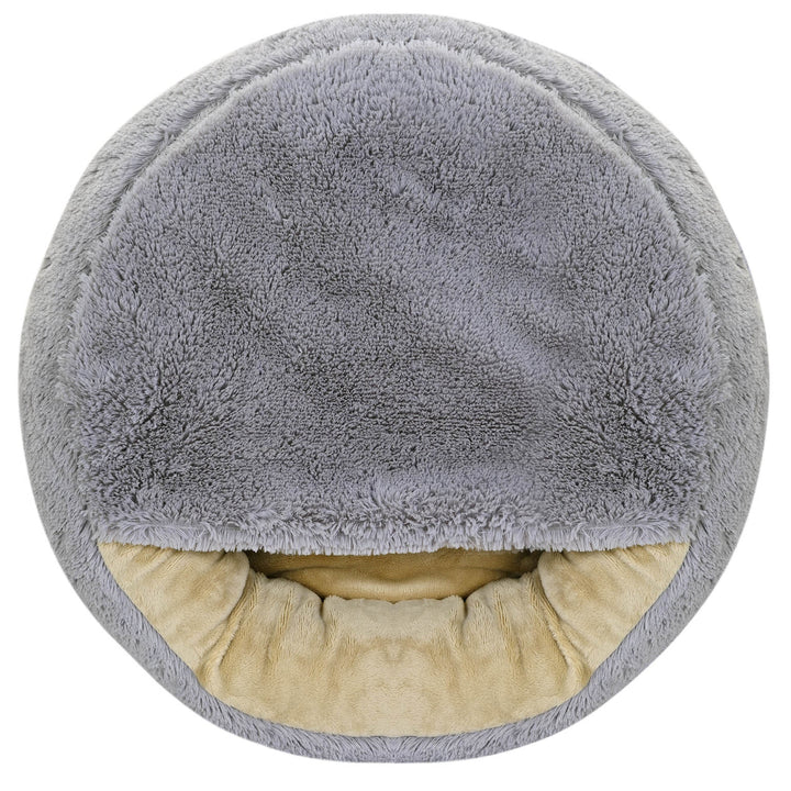 Shaggy Fluffy Cuccia Letto per gatti e cani Minky-Hair Shaggy 18 mm Riempimento in silicone Grigio chiaro Diametro: 70 cm)