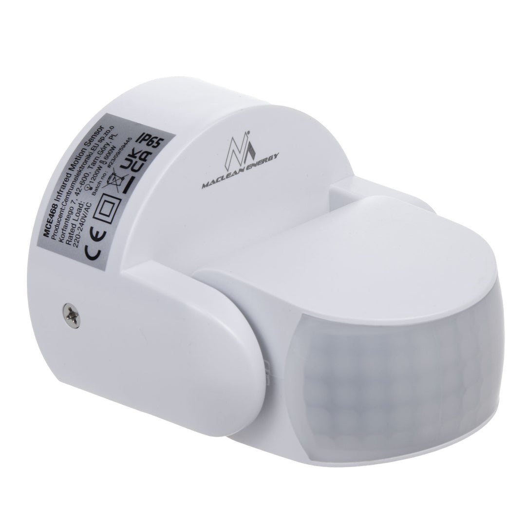 Rilevatore di movimento PIR Maclean, infrarosso, IP65, bianco, portata 12 m, carico massimo 600/1200 W, MCE468 W