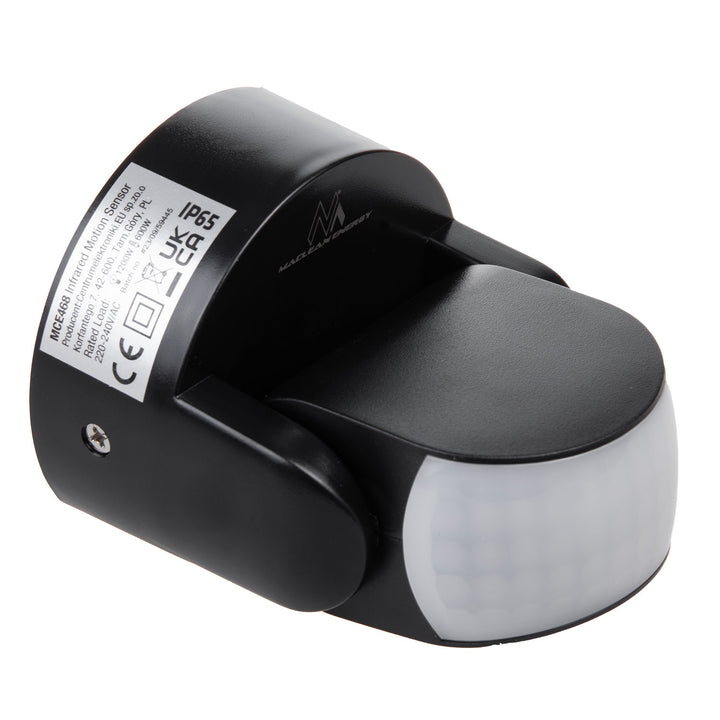 Rilevatore di movimento PIR Maclean, infrarosso, IP65, nero, portata 12 m, carico massimo 600/1200 W, MCE468 B
