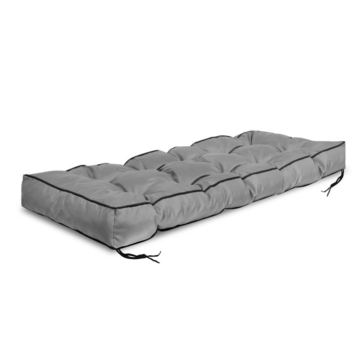 Cuscino da giardino 120x40 cm con bordi alti per panchina pallet impermeabile grigio