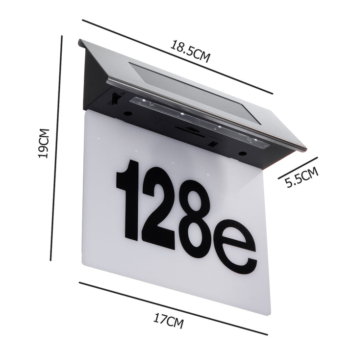 Lampada solare a LED con numero civico Maclean, IP44, 1W, 60lm, 6000K, batteria ricaricabile da 600 mAh, 2,5V DC 70mA, MCE423
