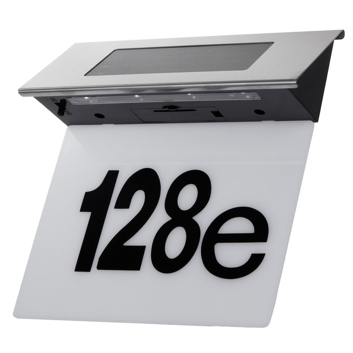 Lampada solare a LED con numero civico Maclean, IP44, 1W, 60lm, 6000K, batteria ricaricabile da 600 mAh, 2,5V DC 70mA, MCE423