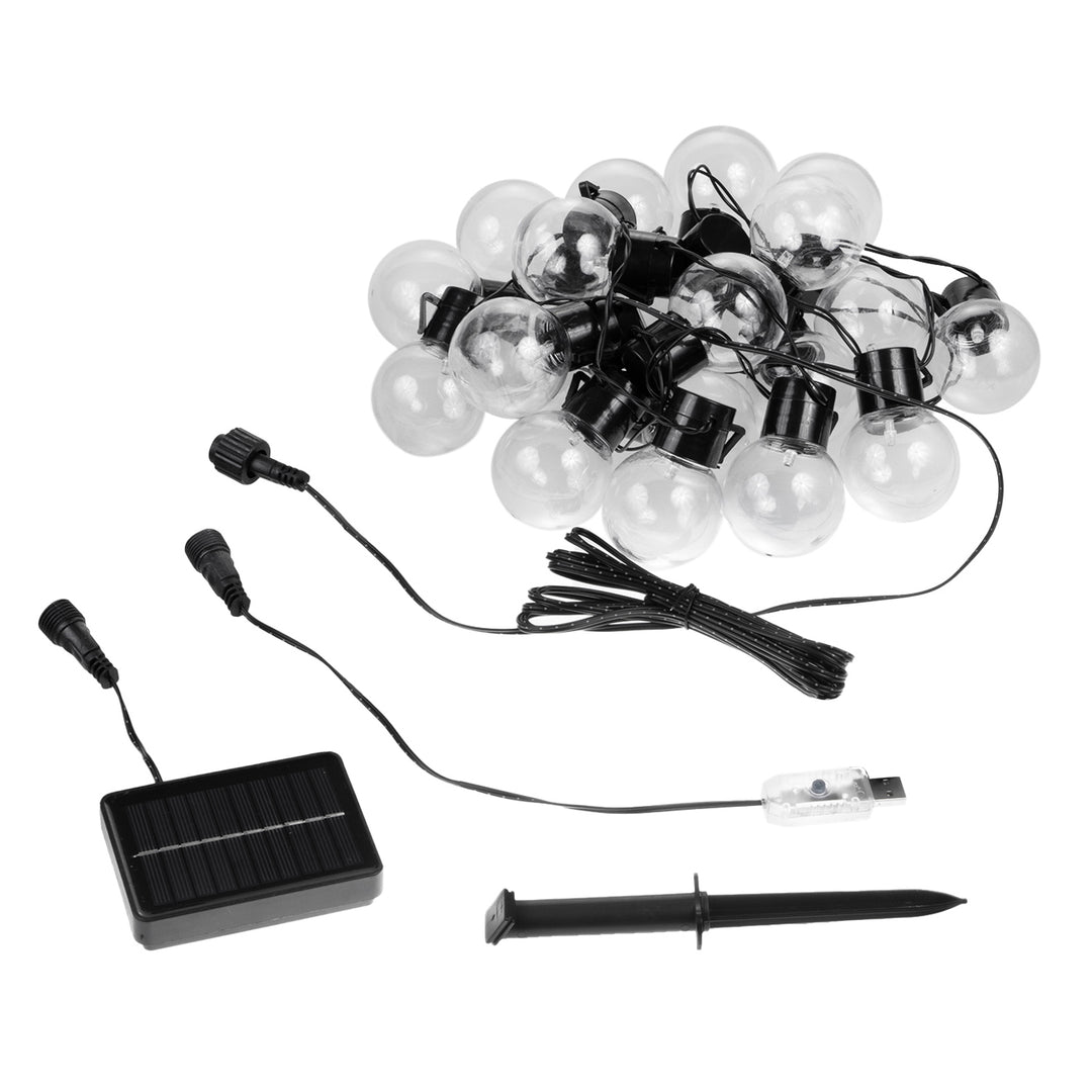 Ghirlanda solare da giardino LED 2in1 Maclean, IP44,  20 led 3W, 10lm, 3000K, Batteria ricaricabile 2*600 mAh, 5V DC, 7m, MCE424