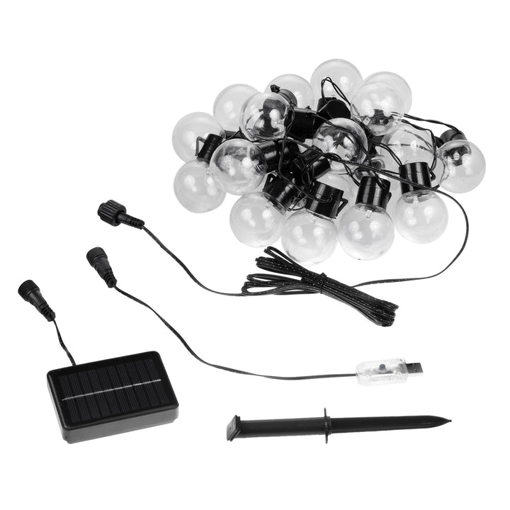 Ghirlanda solare da giardino LED 2in1 Maclean, IP44,  20 led 3W, 10lm, 3000K, Batteria ricaricabile 2*600 mAh, 5V DC, 7m, MCE424