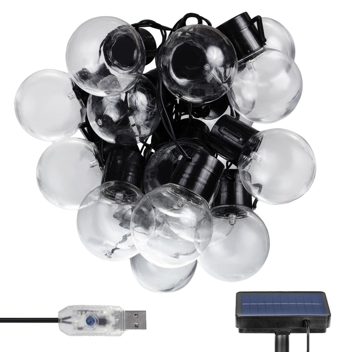 Ghirlanda solare da giardino LED 2in1 Maclean, IP44,  20 led 3W, 10lm, 3000K, Batteria ricaricabile 2*600 mAh, 5V DC, 7m, MCE424
