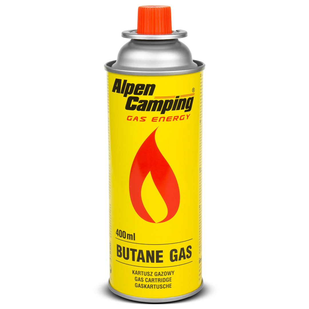 8x cartuccia di gas Alpen Camping 400ml. Certificato: Pi 0875, conforme a EN417, isobutano, intervallo di funzionamento da -10°c a + 40°c, IK004