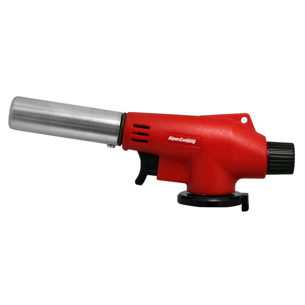Bruciatore a cartuccia Alpen Camping, temperatura di fiamma 1350 °C, accensione piezoelettrica, controllo fiamma, VULCANO + 4 cartucce