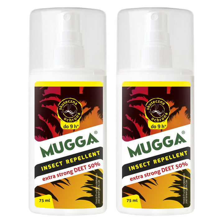 2x Mugga Spray 50% Deet repellente per insetti 75ml