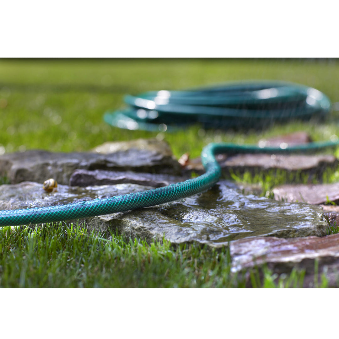 Set da giardino - 50 m di tubo da 1/2'', carrello, attacco rapido - passante e stop, irrigatore diritto, attacco filettato femmina