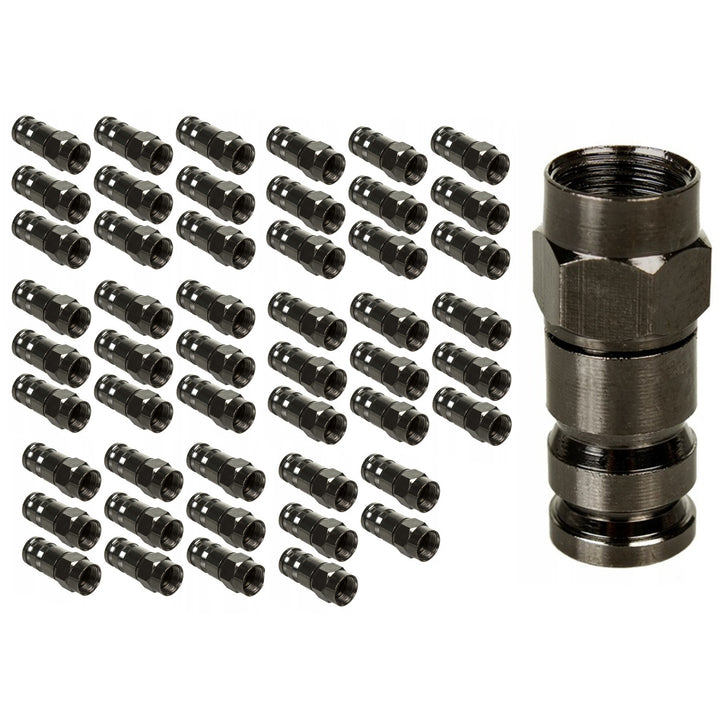 50x Maclean, connettore a compressione F, RG-6, professionale, nichel, nero, MCTV-916