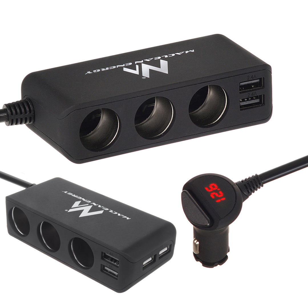 Distributore per presa accendisigari Maclean, voltmetro, 120W