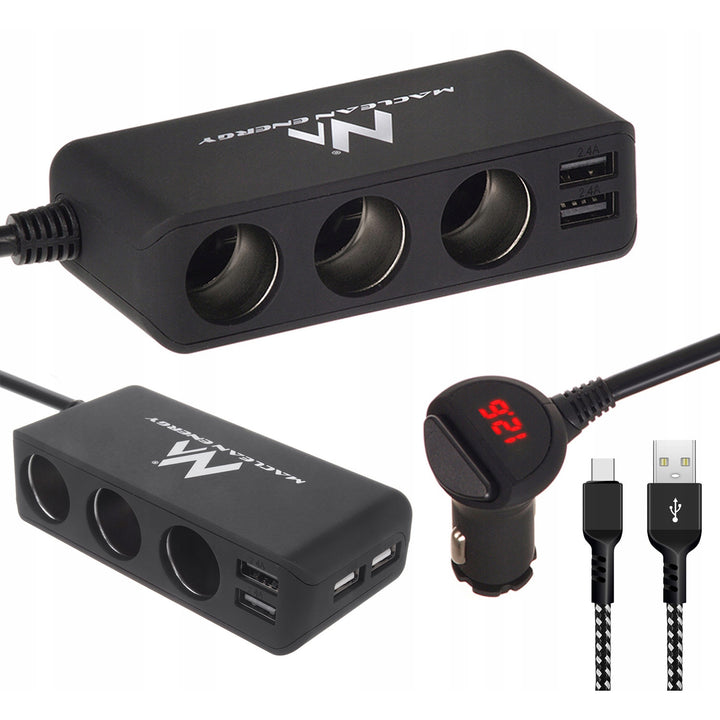 Distributore per presa accendisigari Maclean, voltmetro, 120W