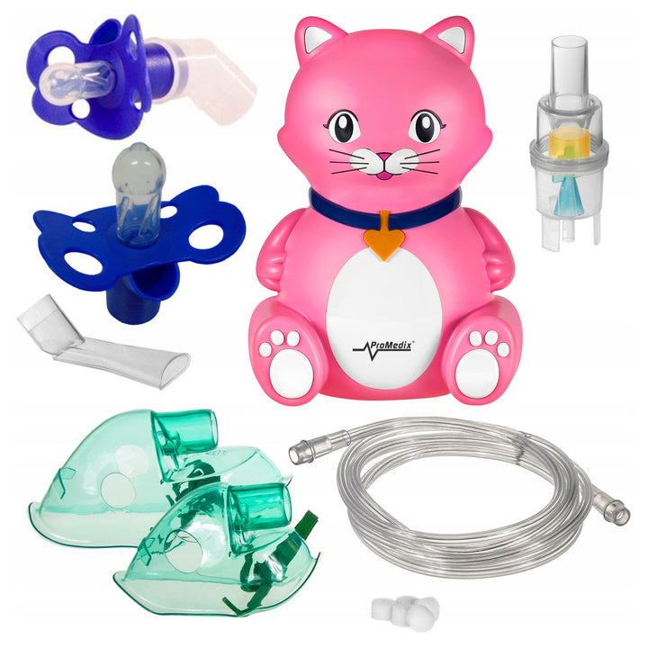 Inalatore per gatti Promedix, set nebulizzatore, maschere, filtri, PR-816 + manichino universale Gess per inalatore