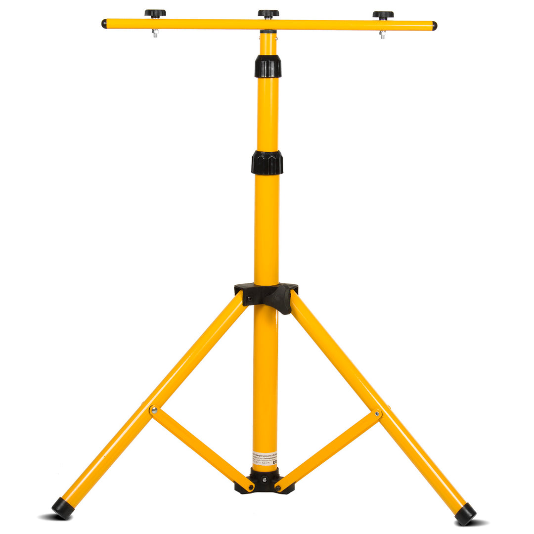 Stativo per proiettori Maclean, per 2 proiettori, LED, giallo, in acciaio, altezza massima 1,5 m + proiettore