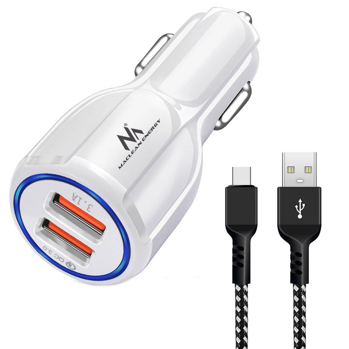 Caricabatterie da auto Maclean, Qualcomm Quick Charge, QC 3.0 - presa 5V/3A, 9V/1.8A, 12V/1.6A, 5V/3.1A con cavo USB Type-C