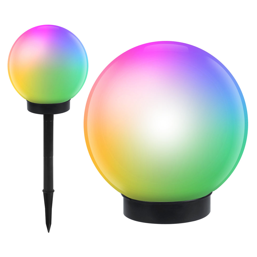 GreenBlue lampada solare da giardino a stelo, sfera, 15x48cm, LED colorati RGB, GB122 + 25x58cm GB166