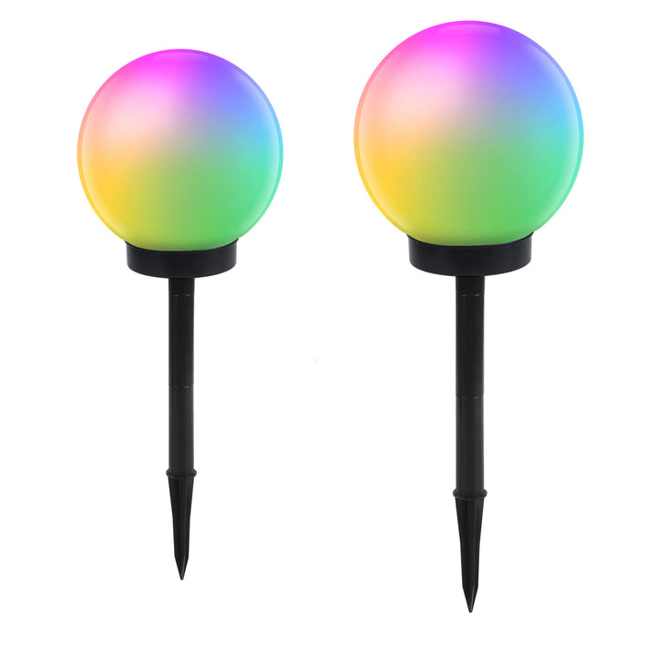 GreenBlue lampada solare da giardino a stelo, sfera, 15x48cm, LED colorati RGB, GB122 + 25x58cm GB166