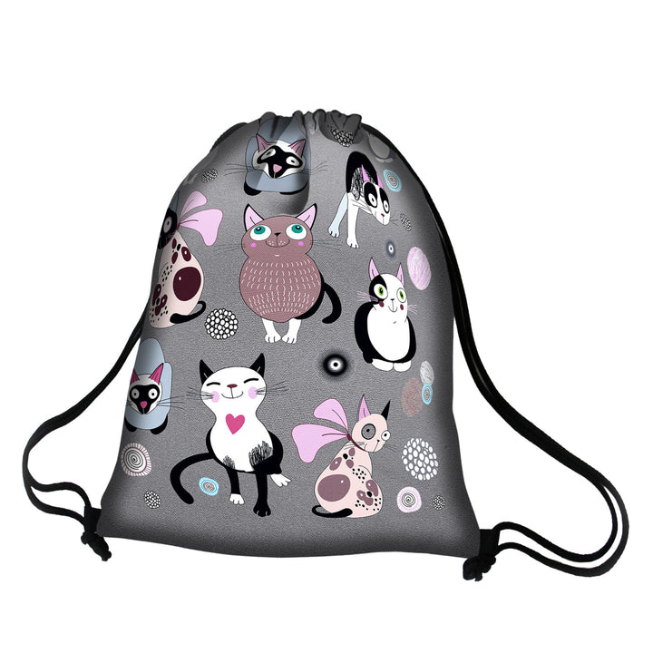 Bertoni WP09 Zaino sacca Sacco Design Zaino a corde Borsa Coulisse, motivo Catnip
