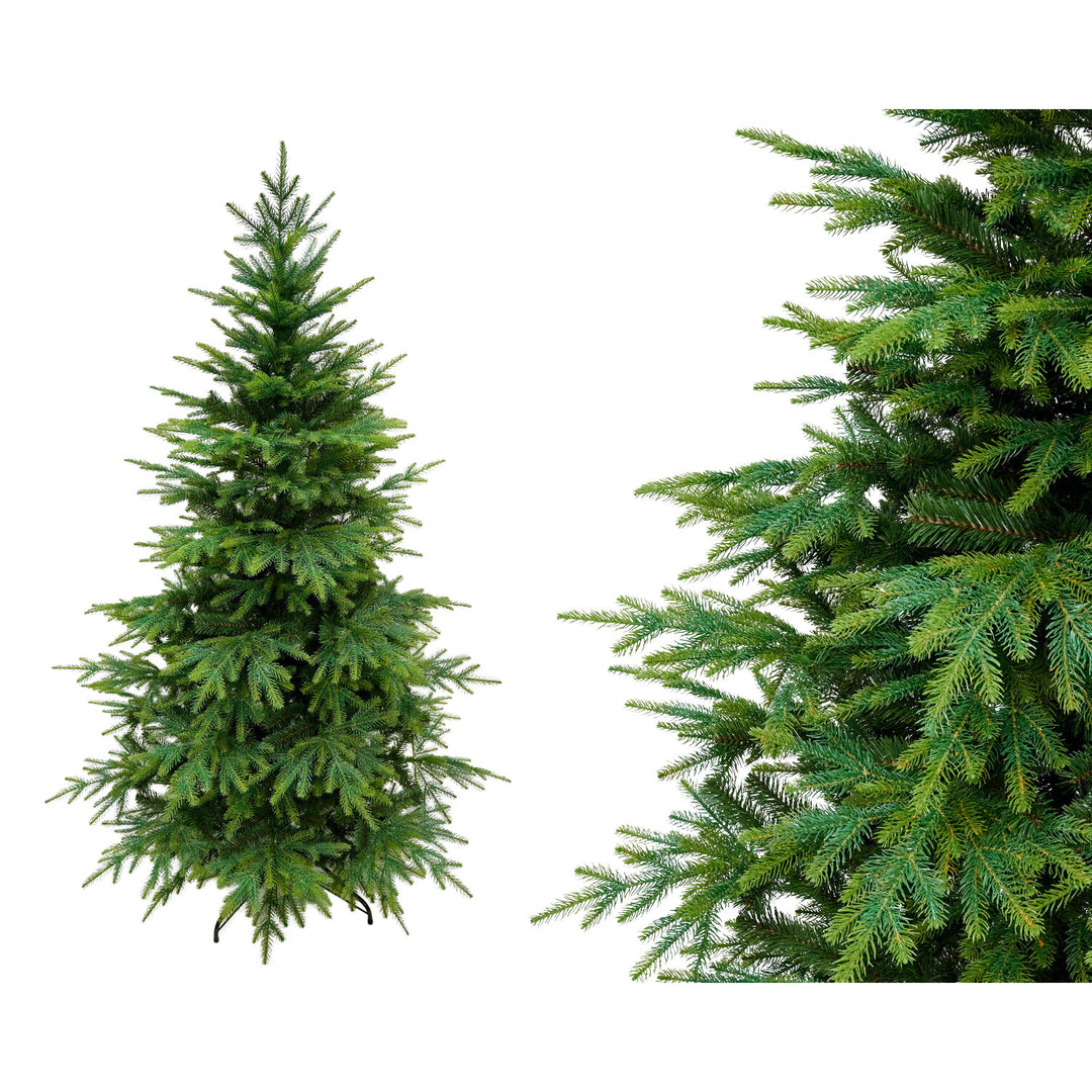 Virpol, Albero di Natale artificiale Abete rosso caucasico, supporto in metallo, 190 cm