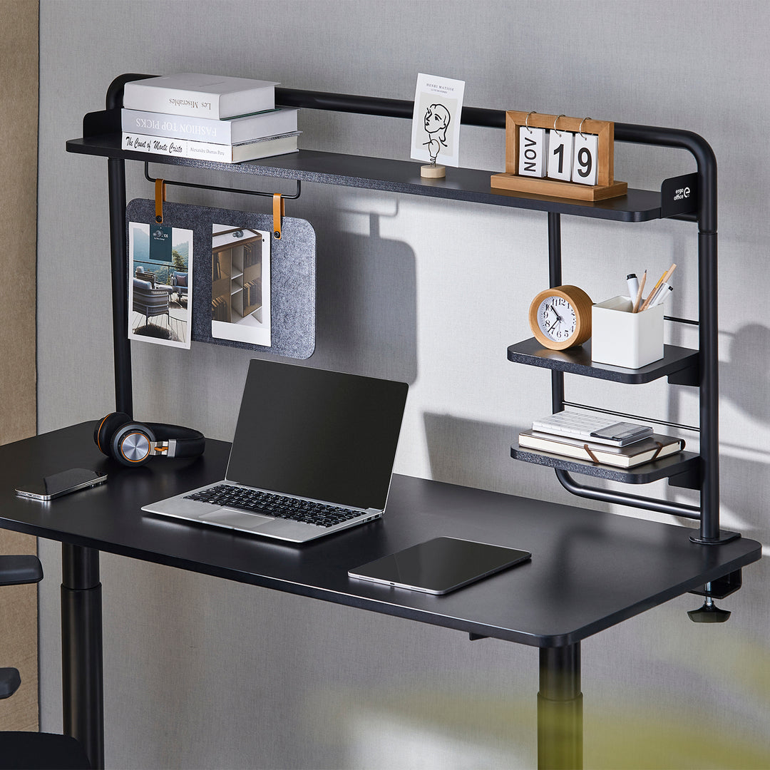 Ripiano Scaffale da scrivania Ergo Office, a clip, fino a 20 kg, nero, ER-452