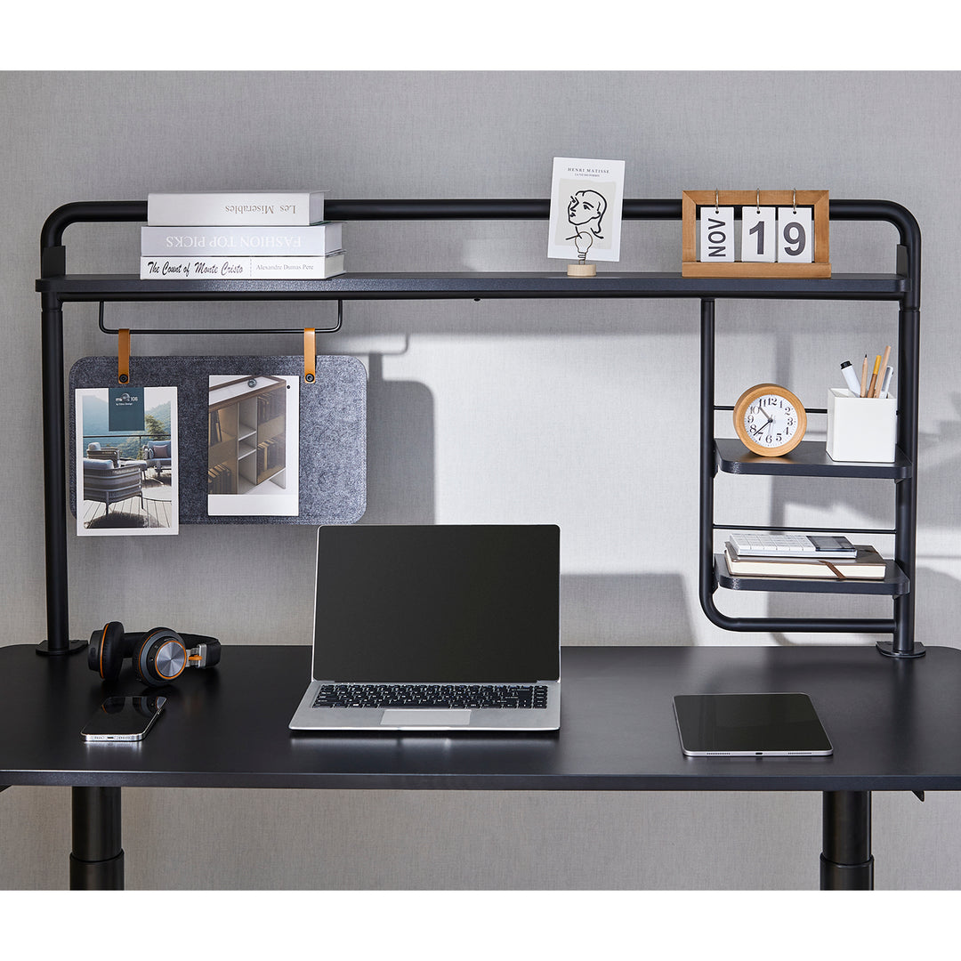 Ripiano Scaffale da scrivania Ergo Office, a clip, fino a 20 kg, nero, ER-452