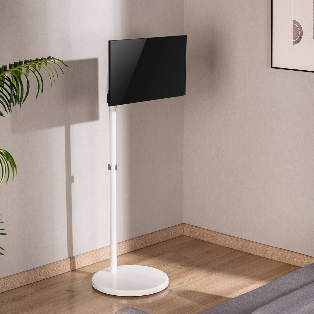 Maclean Supporto mobile da pavimento per monitor/TV, molla a gas, 17"-35", 2-10kg, bianco, MC-970W