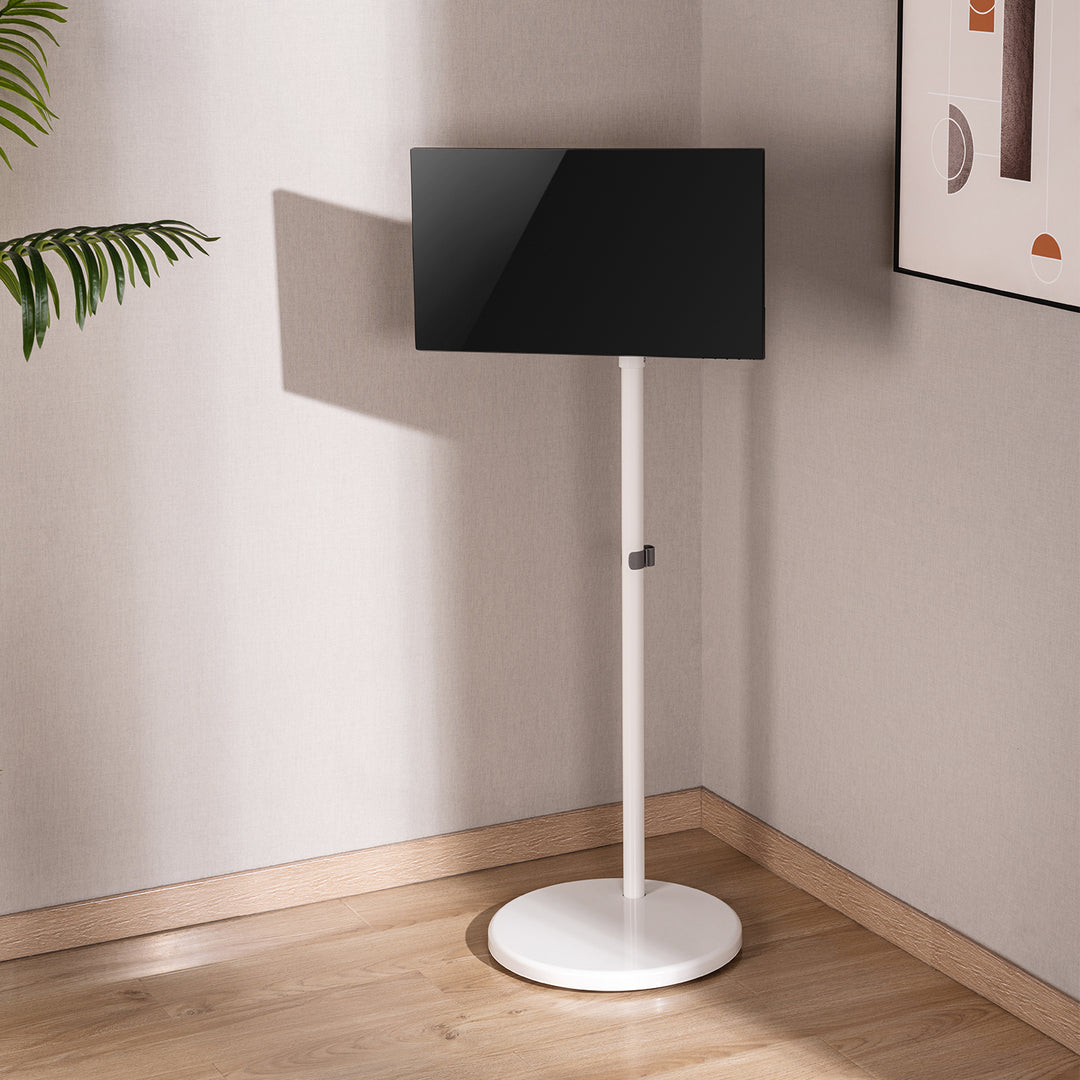 Maclean Supporto mobile da pavimento per monitor/TV, molla a gas, 17"-35", 2-10kg, bianco, MC-970W