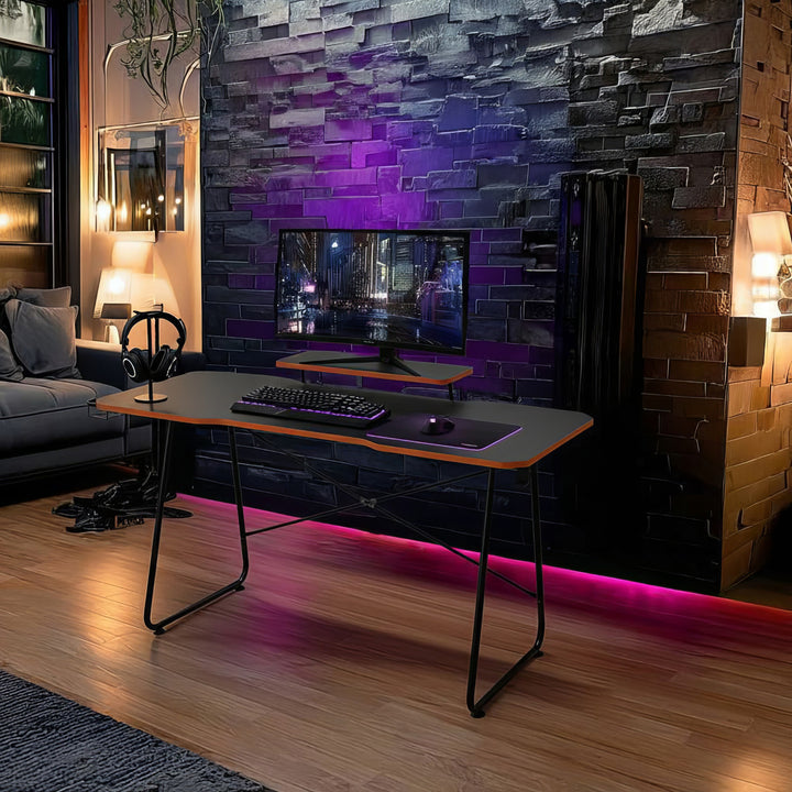 Scrivania gaming  con ripiano per monitor NanoRS, 50 kg max, altezza 850 mm, nero, RS170