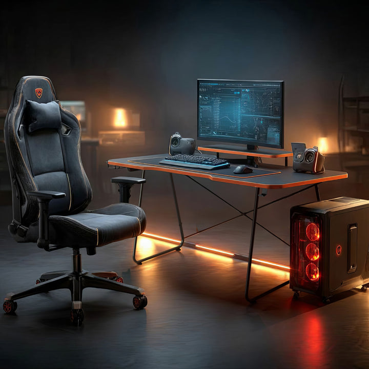 Scrivania gaming  con ripiano per monitor NanoRS, 50 kg max, altezza 850 mm, nero, RS170