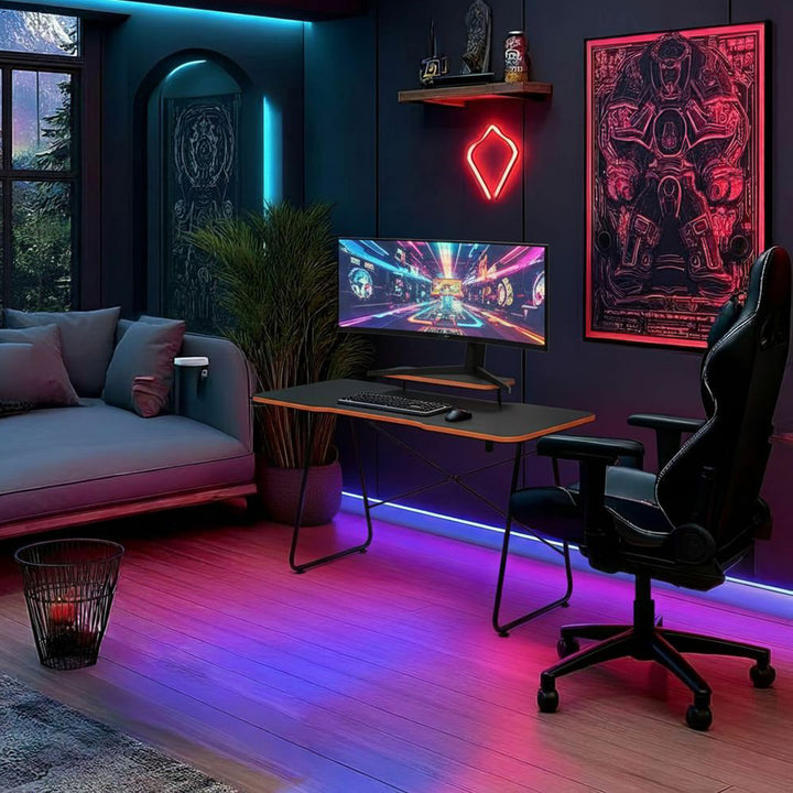 Scrivania gaming  con ripiano per monitor NanoRS, 50 kg max, altezza 850 mm, nero, RS170