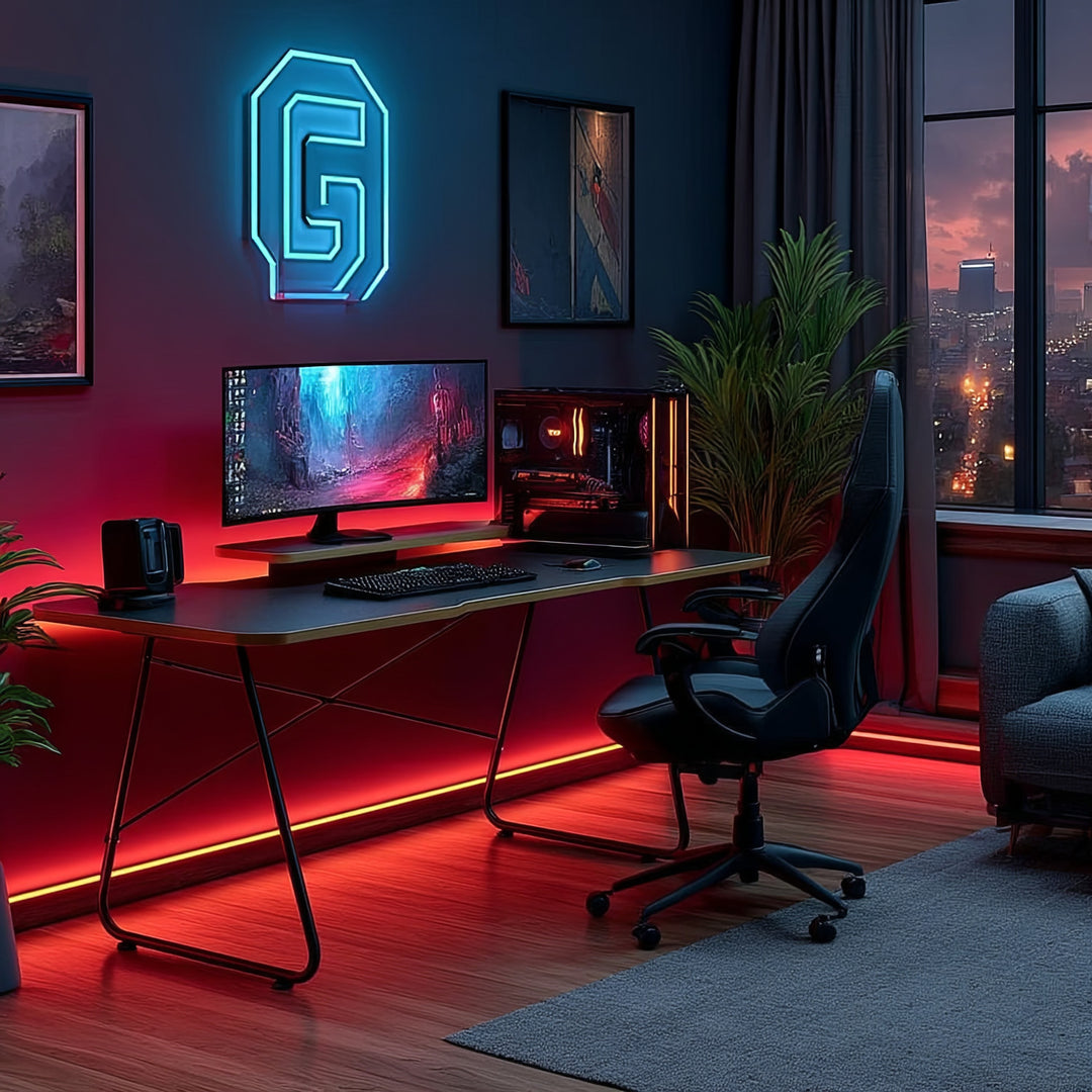 Scrivania gaming  con ripiano per monitor NanoRS, 50 kg max, altezza 850 mm, nero, RS170