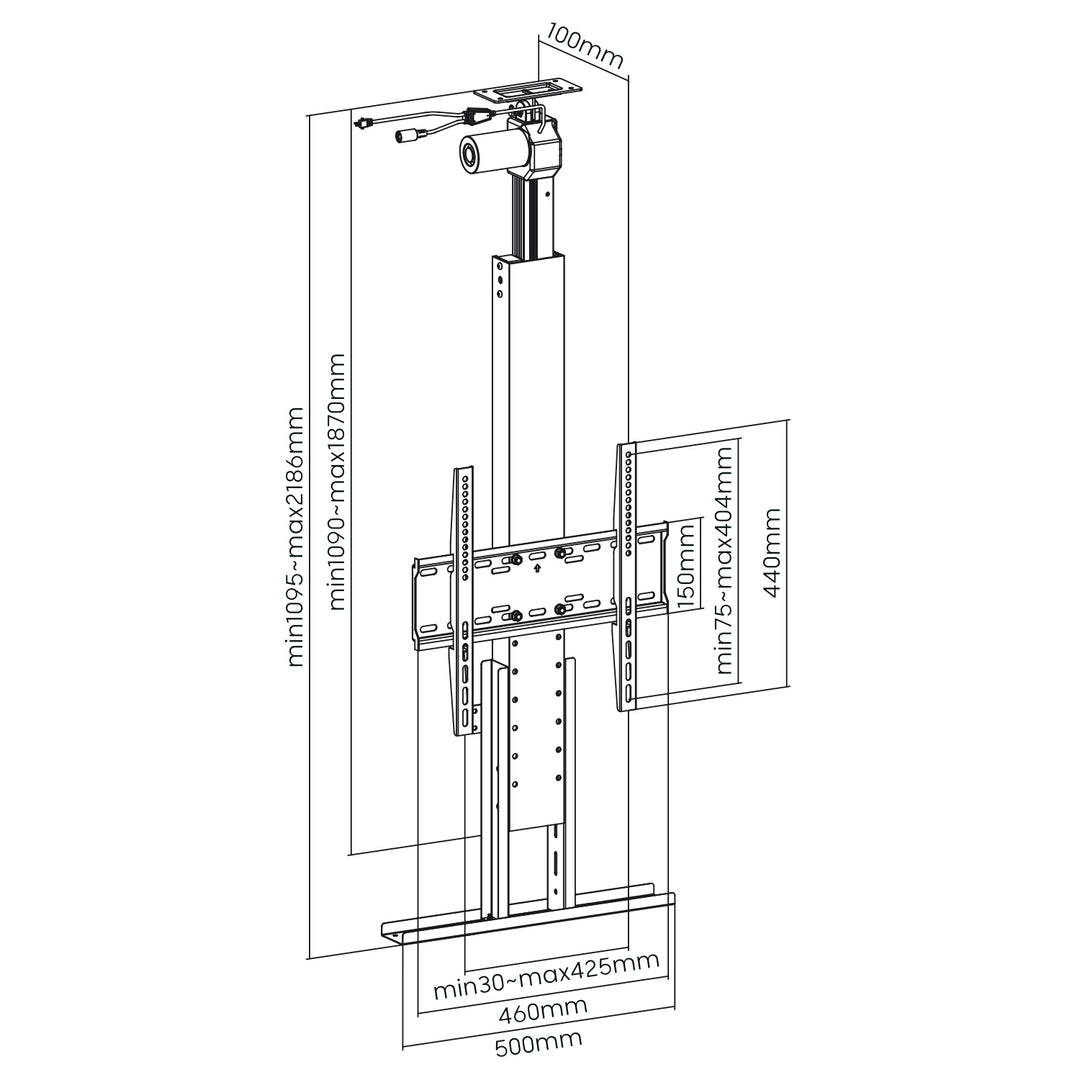Supporto da soffitto elettrico retrattile per TV Maclean, 32''-55'', VESA 400x400, max 50 kg, Telecomando inclusoMC-976