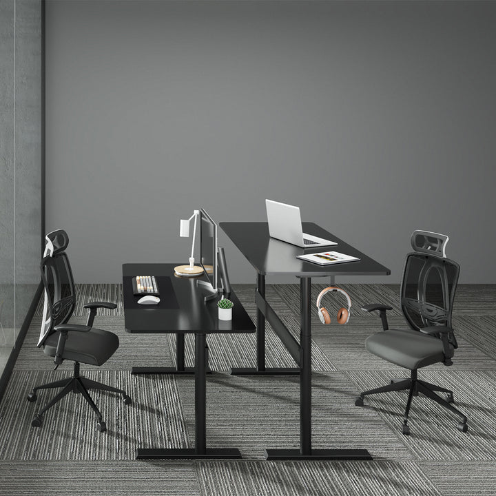 Scrivania con piano 140x68cm Ergo Office, molla a gas, regolabile in altezza, per lavorare in piedi e seduti, altezza massima 115cm, ER-453