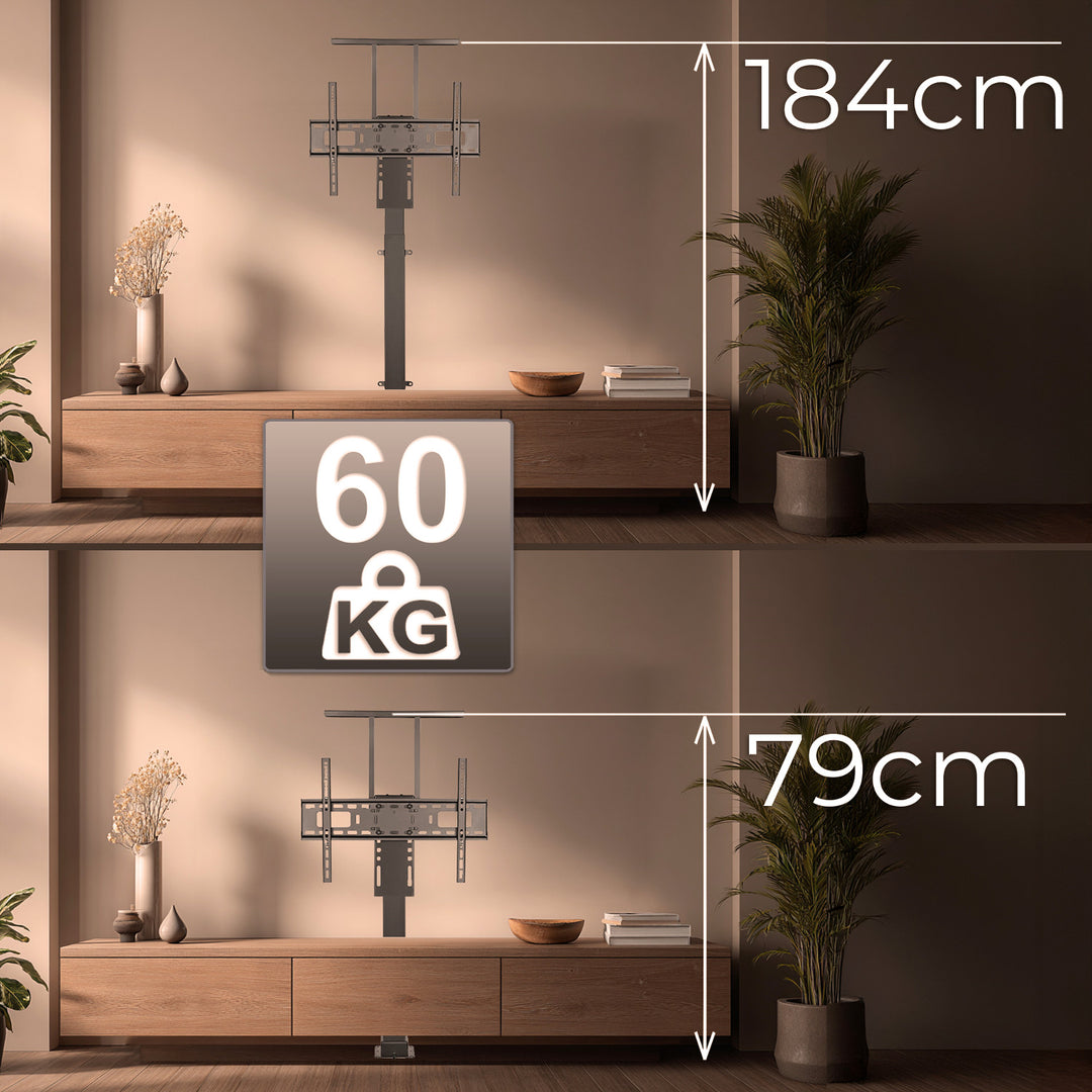 Maclean Supporto elettrico estraibile, compatibile con TUYA, 37''-80'', VESA 600x400, max 60kg, Telecomando incluso MC-866T