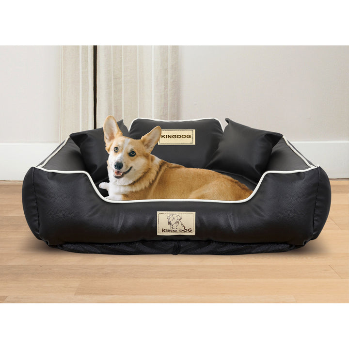 KINGDOG Letto per cani 100 x 75 cm nero, in ecopelle