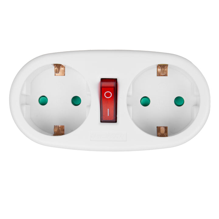Presa Maclean, sdoppiatore con 2 prese e interruttore automatico, tipo F, 2x16A, MCE338 F