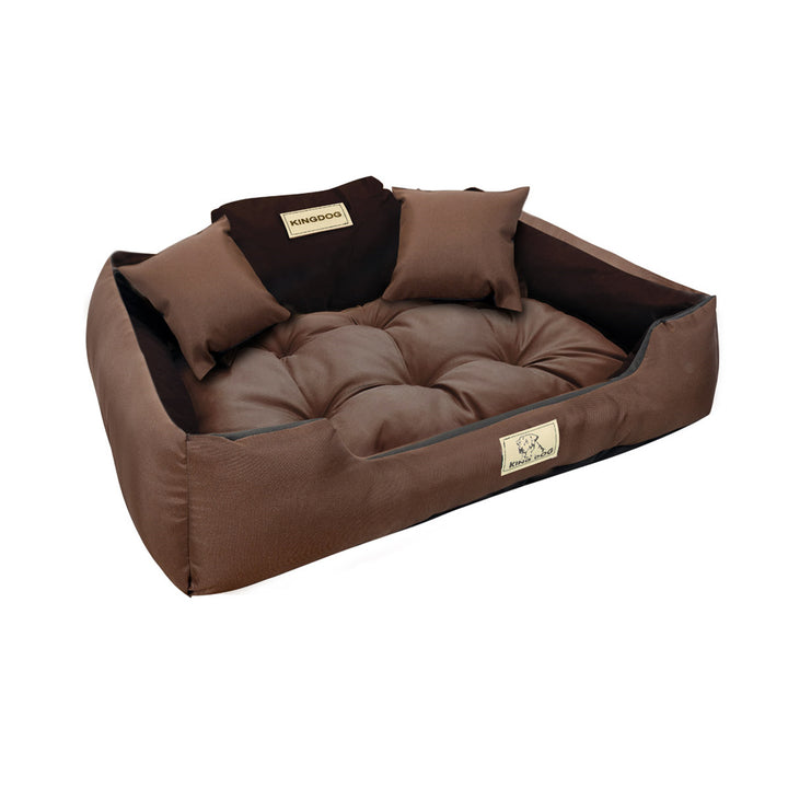 KINGDOG Letto per cani 130 x 105 cm Cuccia impermeabile, colore marrone e nero