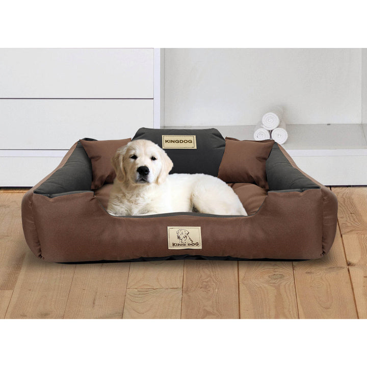KINGDOG Letto per cani 130 x 105 cm Cuccia impermeabile, colore marrone e nero