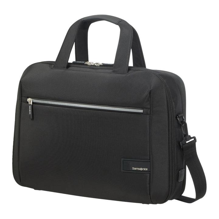 Samsonite Litepoint Bailhandle 15,6" borsa per laptop nera con porta USB e cerniera riflettente