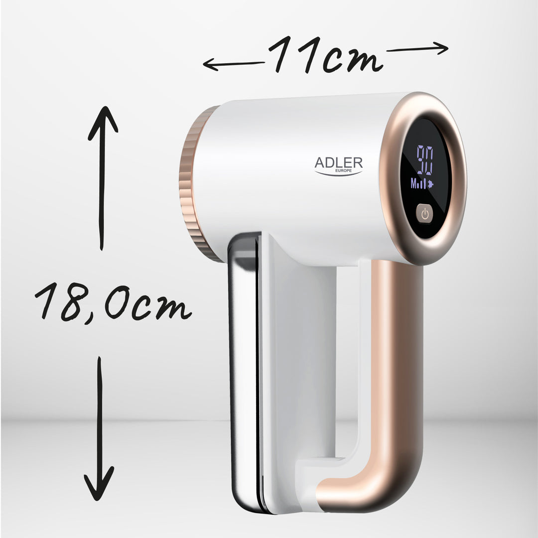 Rasoio per tessuti Adler, ricarica USB, display LCD, velocità a 3 livelli, spazzola, AD 9617