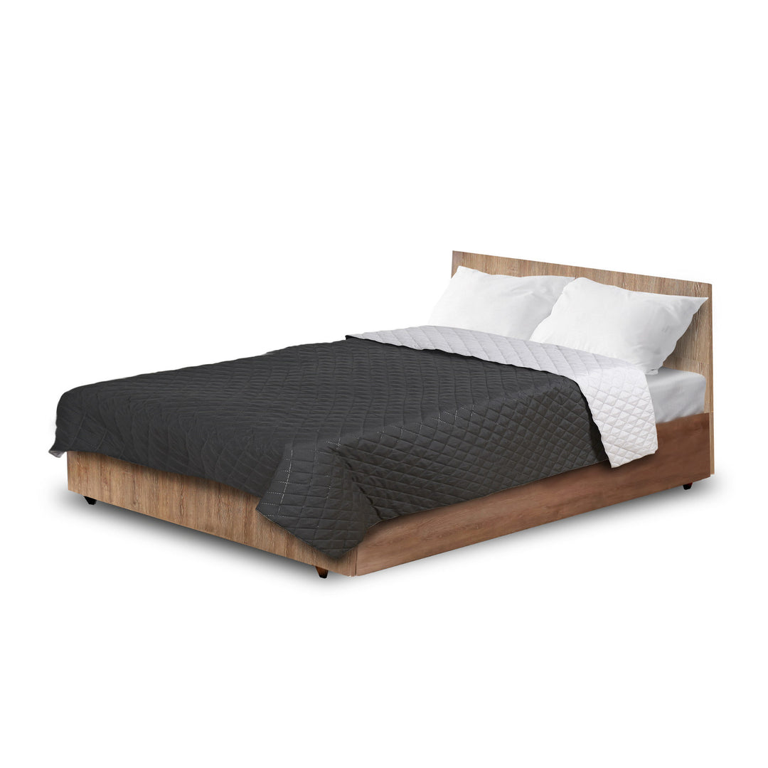 Copriletto Medicline Coperta trapuntata matrimoniale per il letto 100% microfibra poliestere antiallergica 200 x 220 cm, grigio/nero