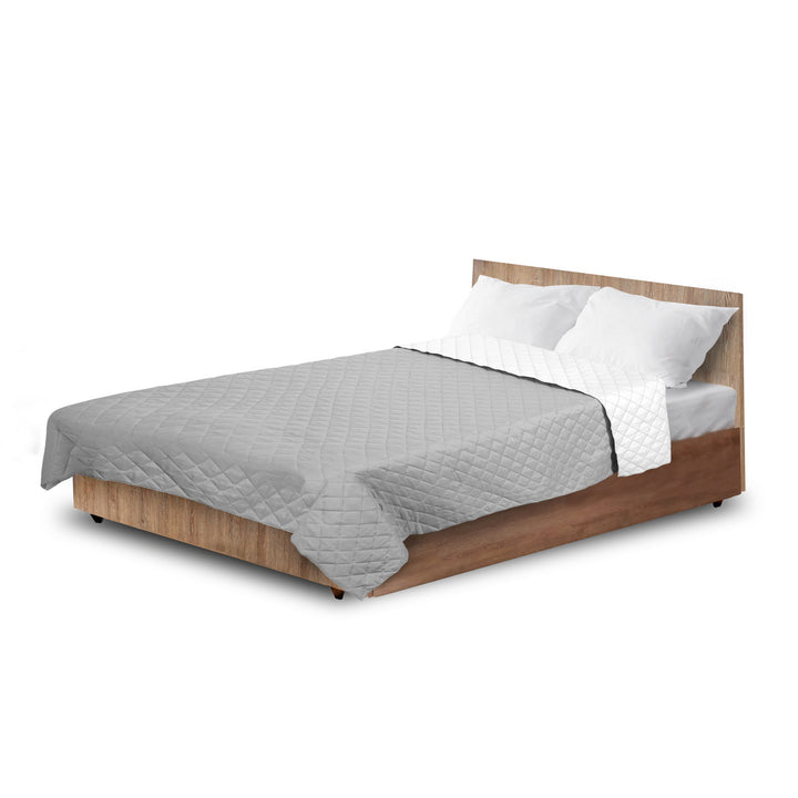Copriletto Medicline, trapuntato a doppia faccia, colore grigio/bianco, 200x220 cm