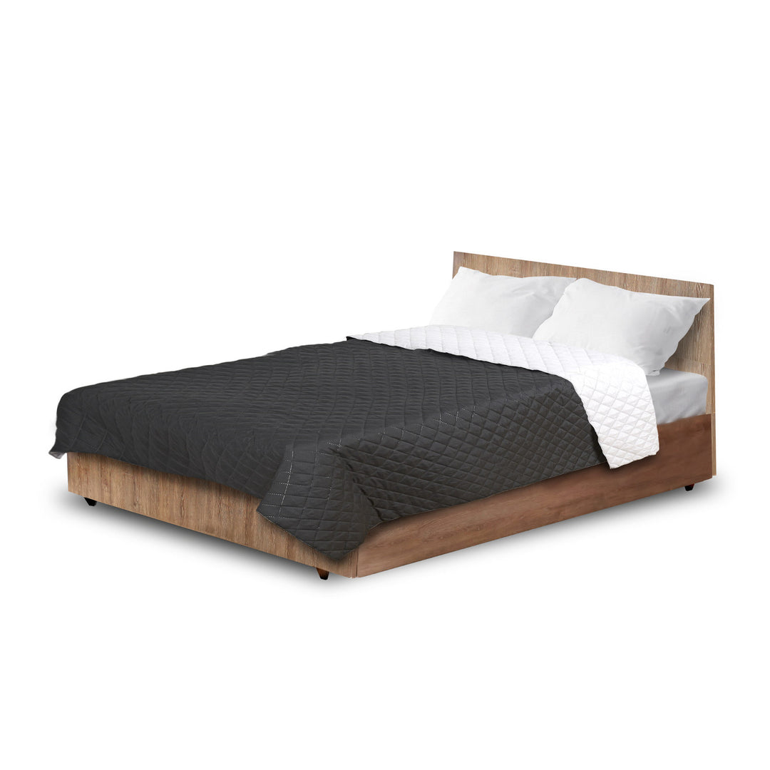 Copriletto Medicline Coperta trapuntata matrimoniale per letto 100% microfibra poliestere antiallergica 160 x 200 cm, Bianco/Nero