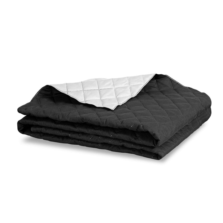 Copriletto Medicline Coperta trapuntata matrimoniale per letto 100% microfibra poliestere antiallergica 160 x 200 cm, Bianco/Nero