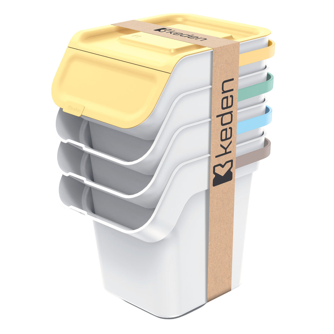 Set di contenitori per rifiuti Keden, per la raccolta differenziata, 4x20 litri, cenere, Kaddi Q Set